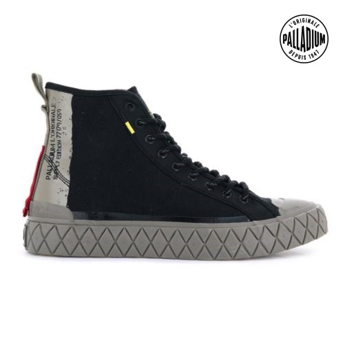 Palladium Palla Ace Supply Mid High Tops Men's Sneakers Black | UK F375-ETR